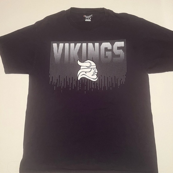 Black Minnesota Vikings Tshirt Size Large (E3) - Picture 1 of 3